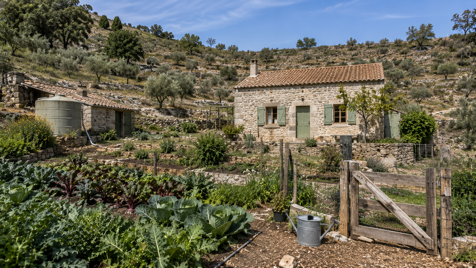 Cover image for How Direct Food Sales Can Make Small Acreage Viable showing Editorial illustration of a small acreage with garden rows, hens, a farm stand, and nearby households buying directly, showing small land becoming economically useful, LandShop.