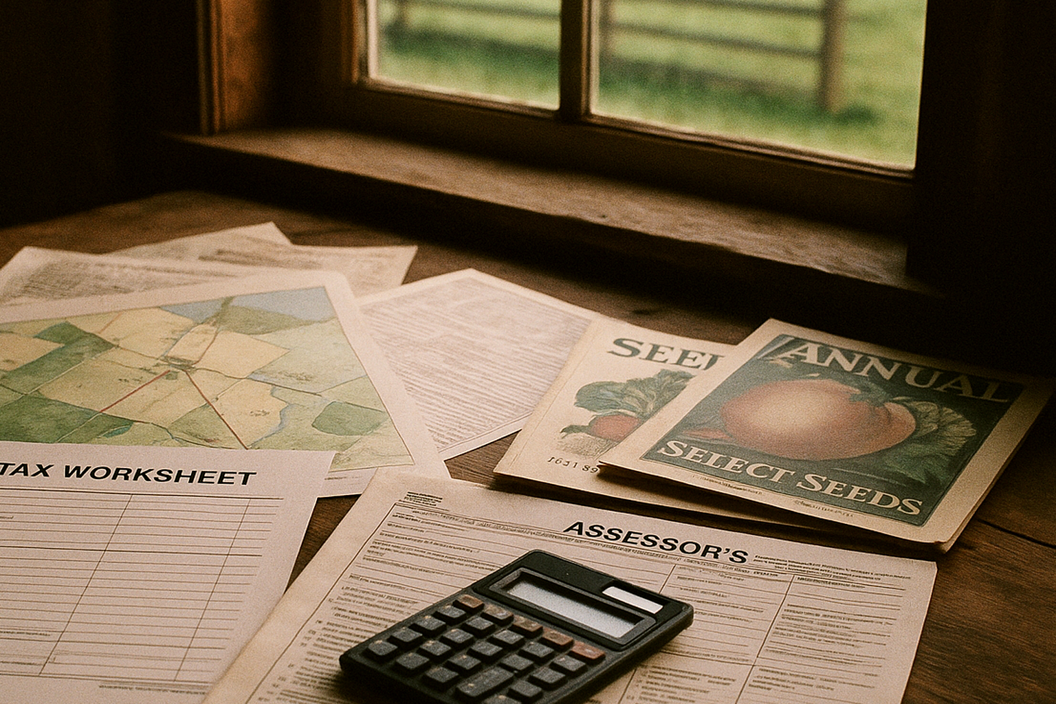 Cover image for How to Price Land Fairly as a Land Operator showing Documentary land-operator image, comparable sales sheets and parcel maps spread on a drafting table with calculator and coffee, clear pricing-analysis mood.